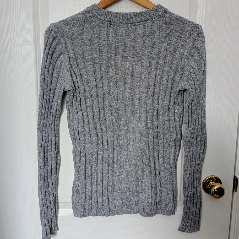 Minimum Gray Ribbed Knit Sweater Wool Blend Small | Scandinavian Minimalist #204 - Picture 2 of 5